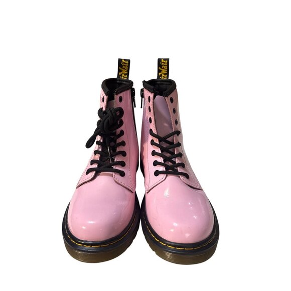 Dr. Martens Girls Pink Patent Leather Lace-Up & Side-Zip Boots Durable Sole Size - Picture 2 of 8